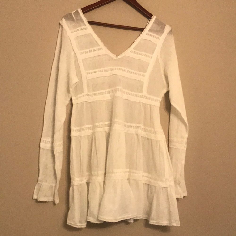 NWT Free People Lace Trimmed Sheer Tunic - Size XS